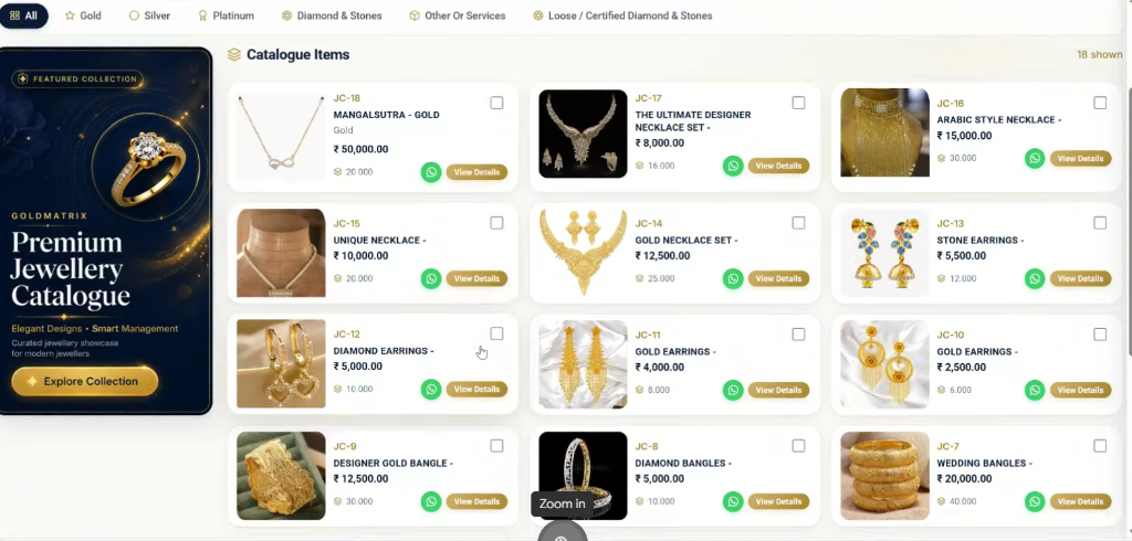 GoldMatrix Digital Jewellery Catalogue with WhatsApp Sharing